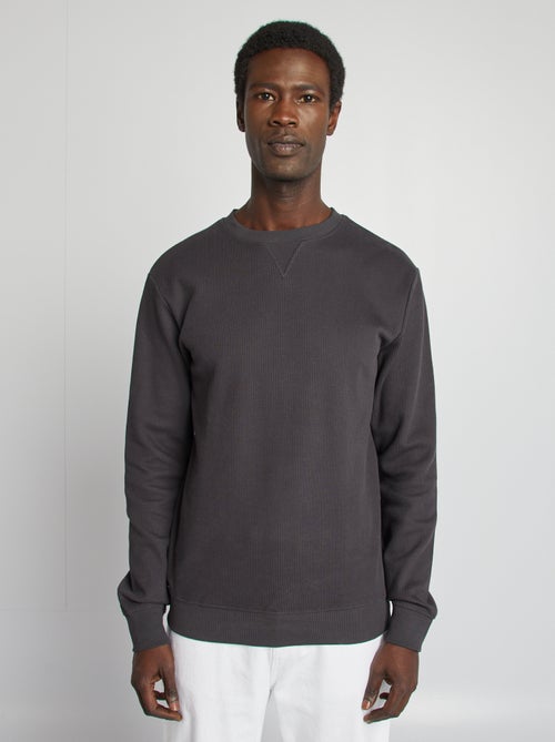 Camisola em malha piqué, gola redonda - Kiabi