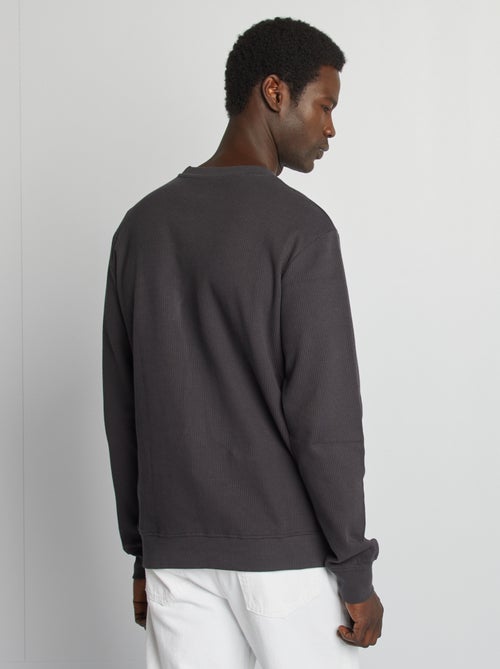 Camisola em malha piqué, gola redonda - Kiabi