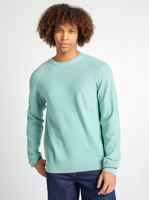 Camisola em malha piqué, gola redonda - Kiabi