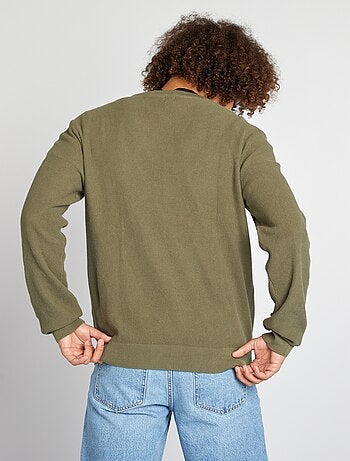 Camisola em malha piqué, gola redonda