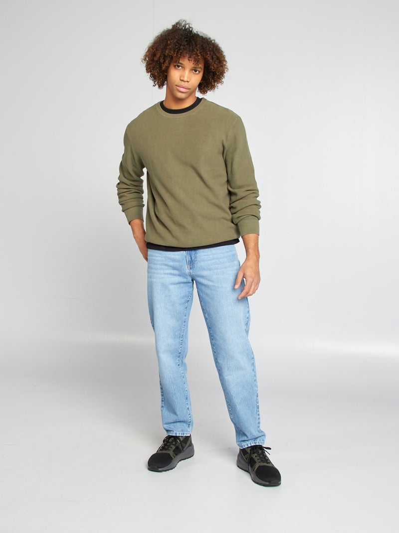 Camisola em malha piqué, gola redonda VERDE - Kiabi