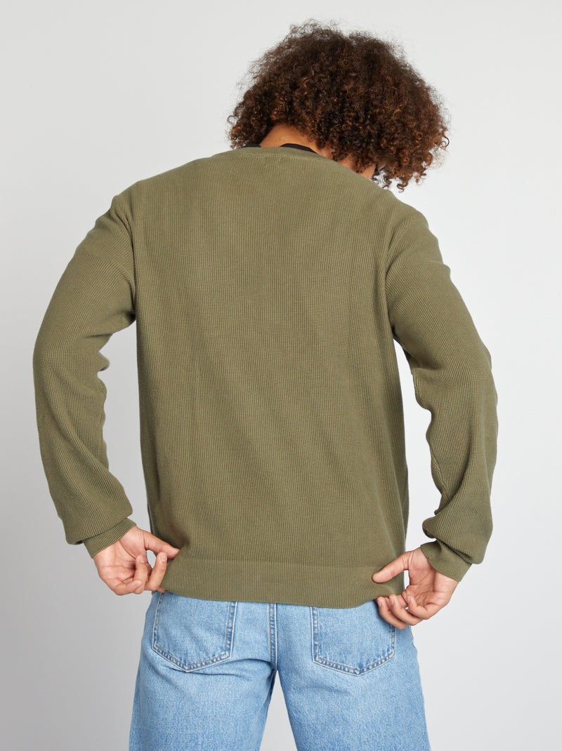 Camisola em malha piqué, gola redonda VERDE - Kiabi