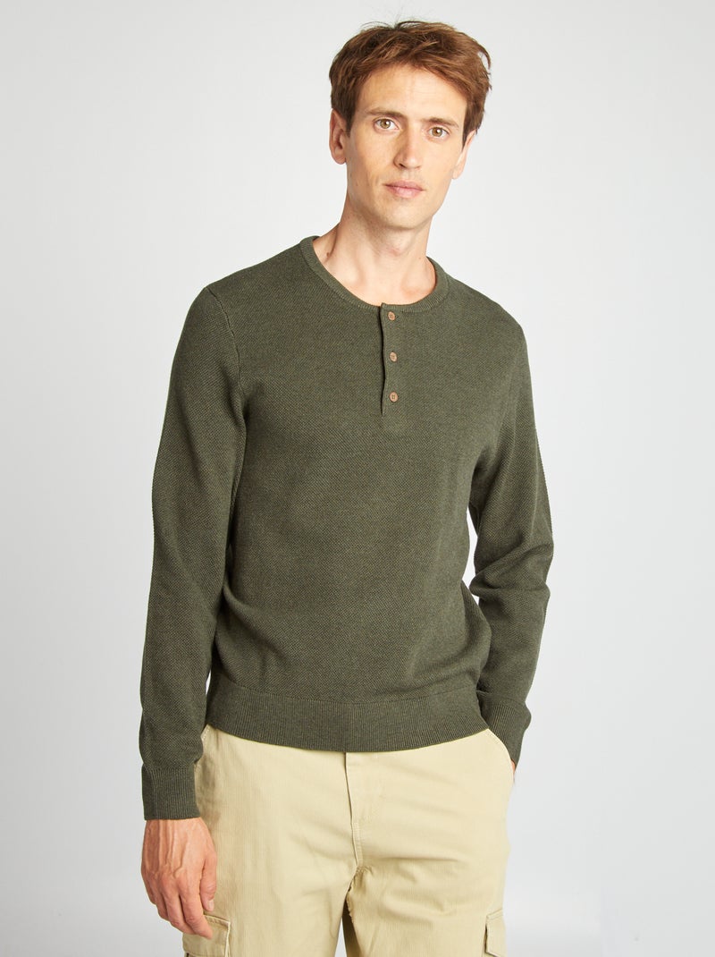 Camisola em malha piqué Verde - Kiabi