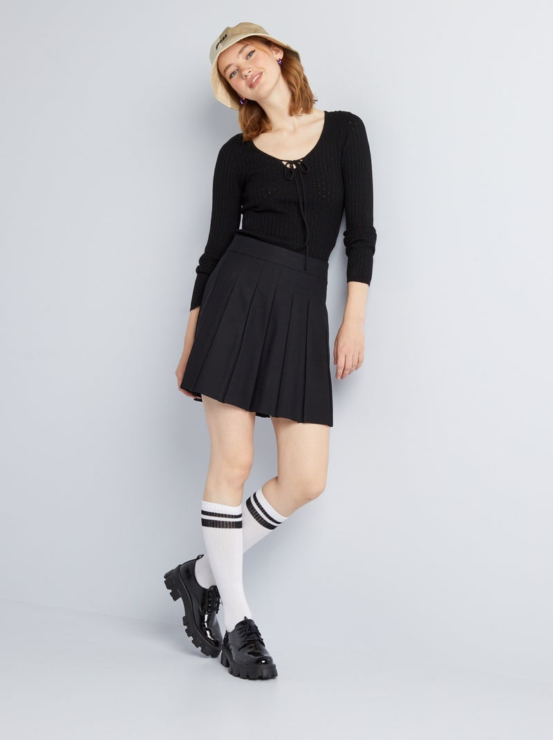 Camisola em malha pointelle Preto - Kiabi