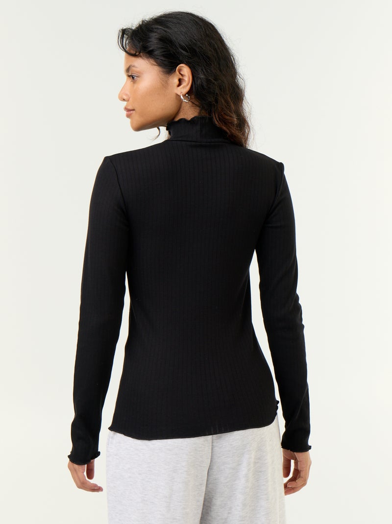 Camisola em malha pointelle Preto - Kiabi