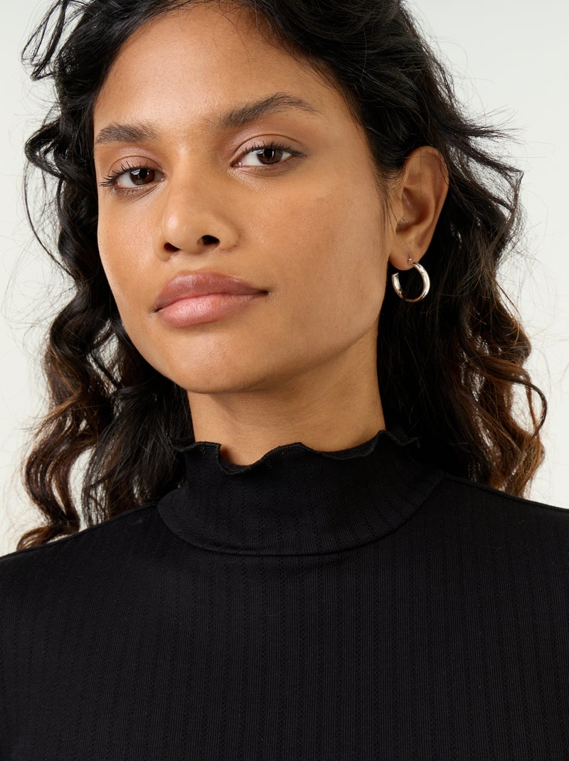 Camisola em malha pointelle Preto - Kiabi