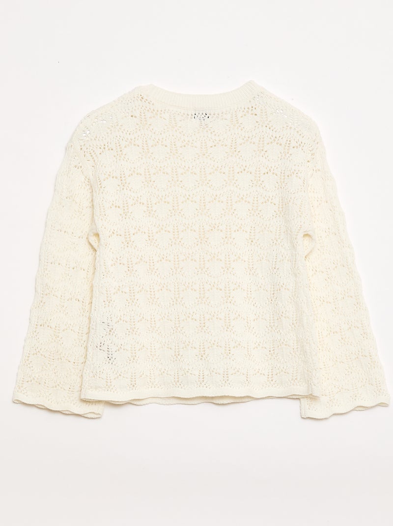 Camisola em malha rendada Branco - Kiabi