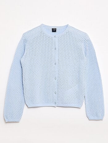 Camisola em malha rendada com gola redonda