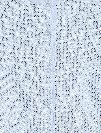 Camisola em malha rendada com gola redonda