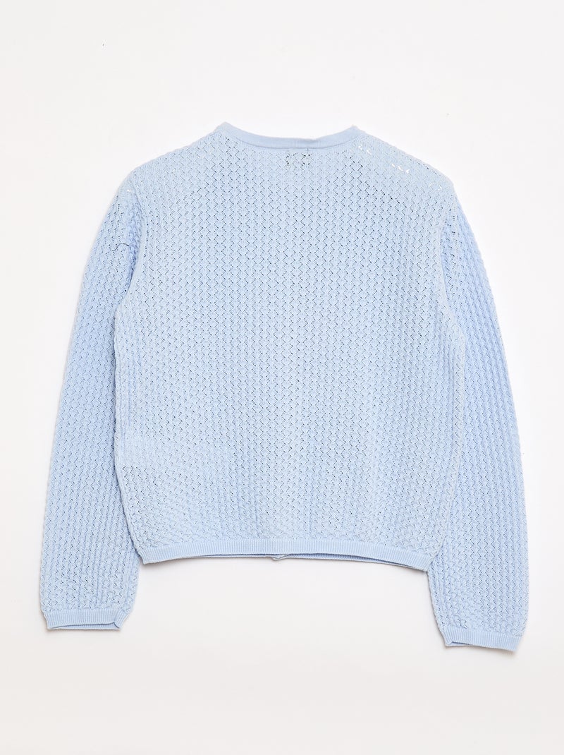 Camisola em malha rendada com gola redonda Azul - Kiabi