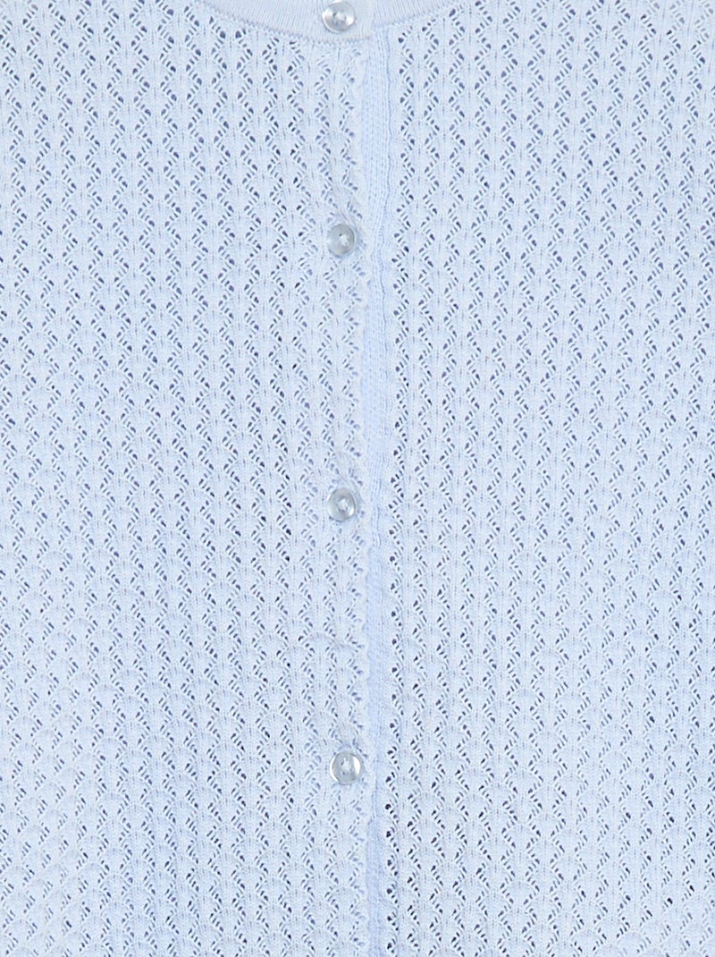 Camisola em malha rendada com gola redonda Azul - Kiabi