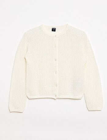 Camisola em malha rendada com gola redonda