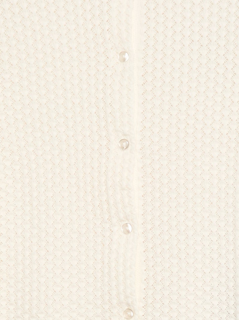 Camisola em malha rendada com gola redonda Branco - Kiabi