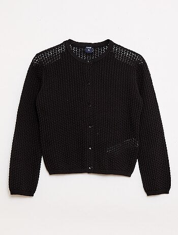 Camisola em malha rendada com gola redonda
