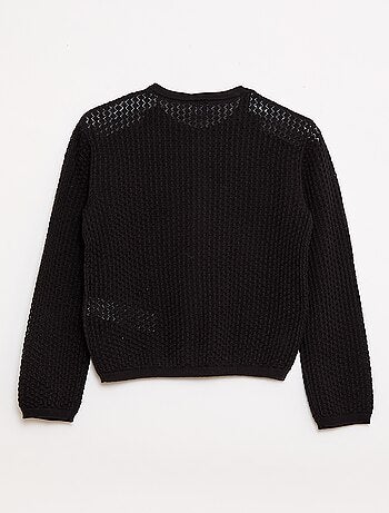 Camisola em malha rendada com gola redonda