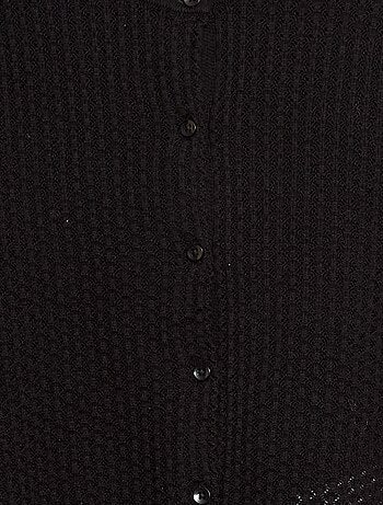 Camisola em malha rendada com gola redonda