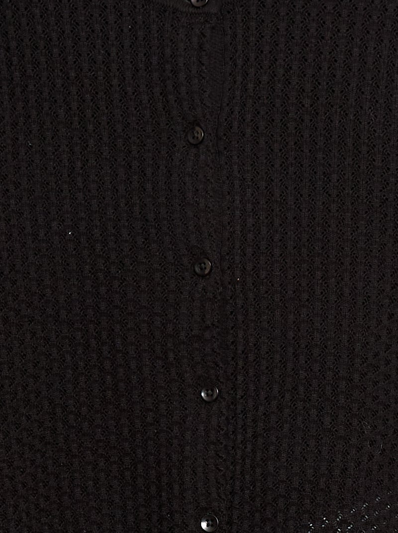 Camisola em malha rendada com gola redonda Preto - Kiabi