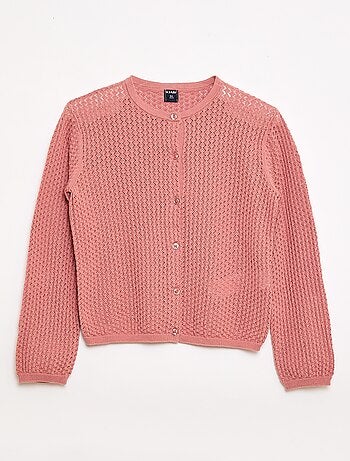 Camisola em malha rendada com gola redonda