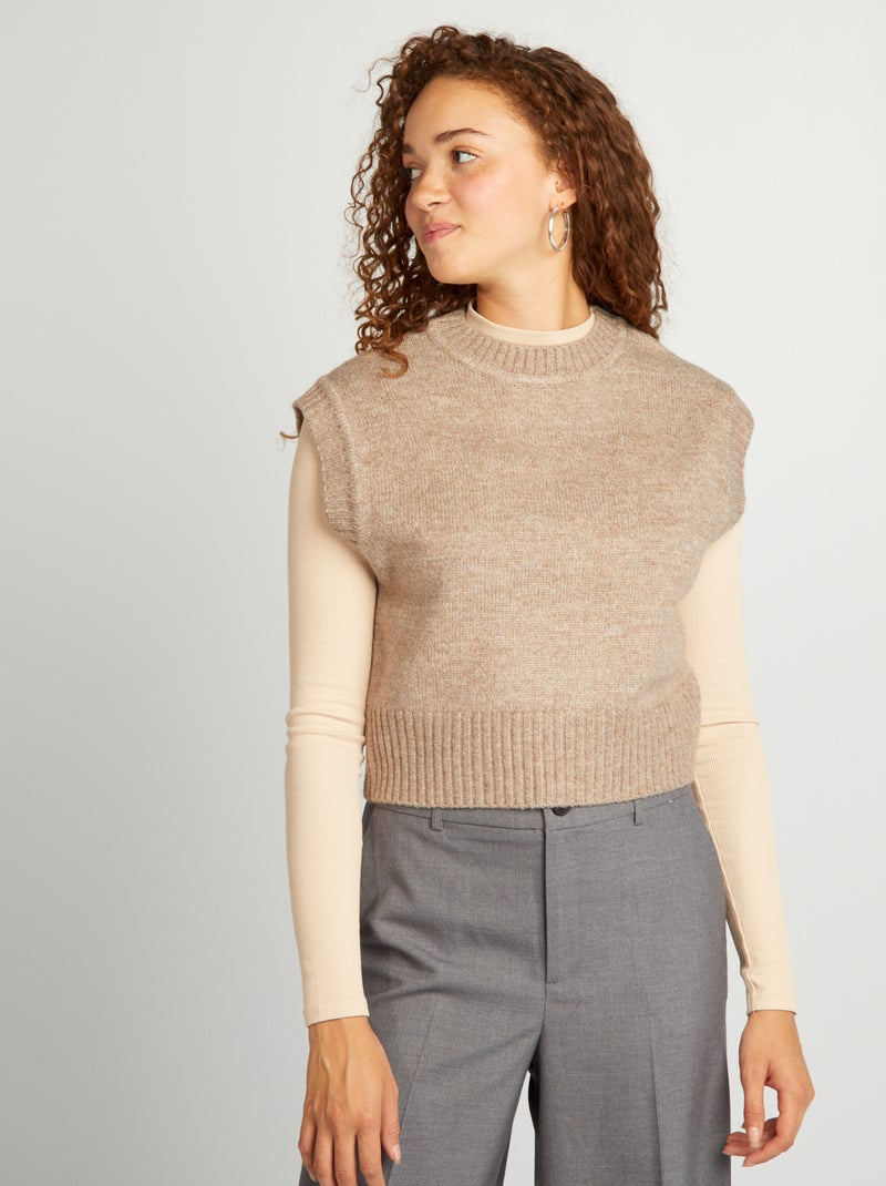 Camisola em malha sem mangas BEGE - Kiabi