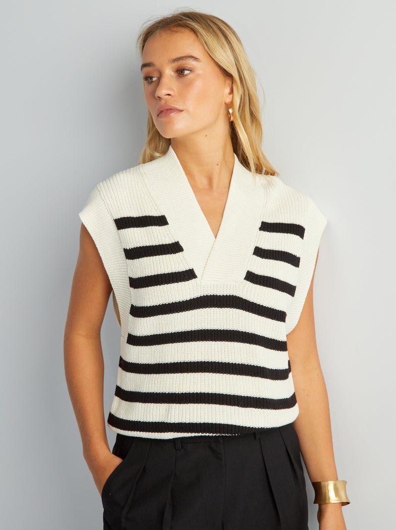 Camisola em malha sem mangas BRANCO - Kiabi