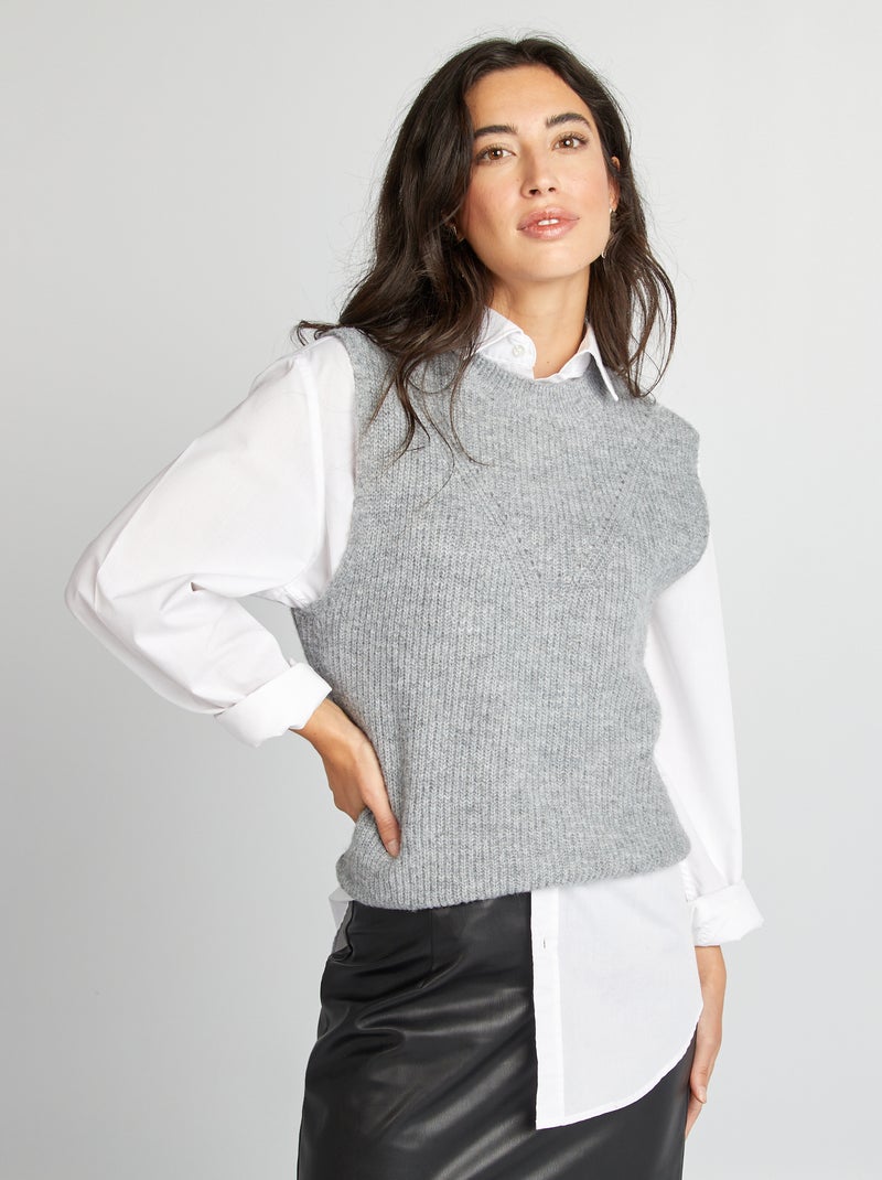 Camisola em malha sem mangas CINZA - Kiabi
