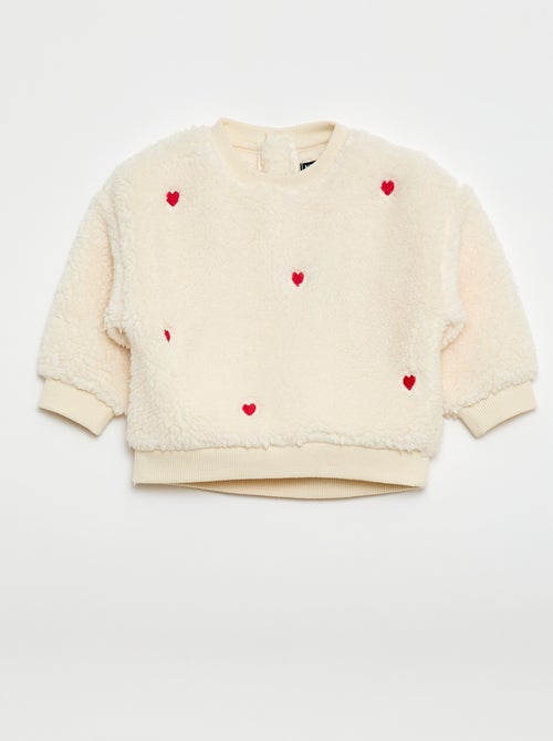 Camisola em malha sherpa com motivo - Kiabi