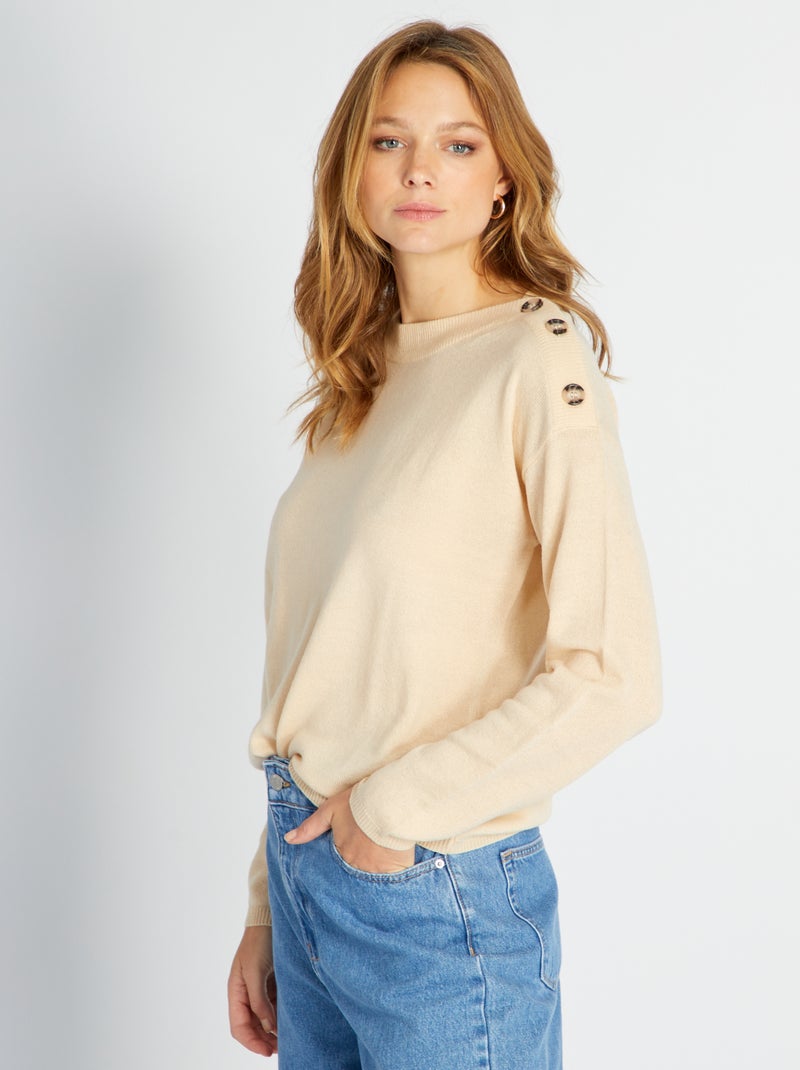 Camisola em malha suave 'JDY' bege - Kiabi