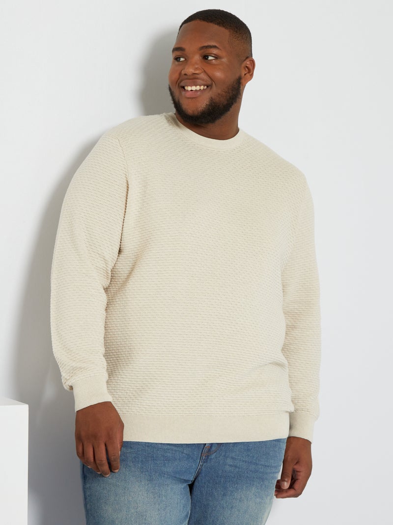 Camisola em malha texturada BEGE - Kiabi