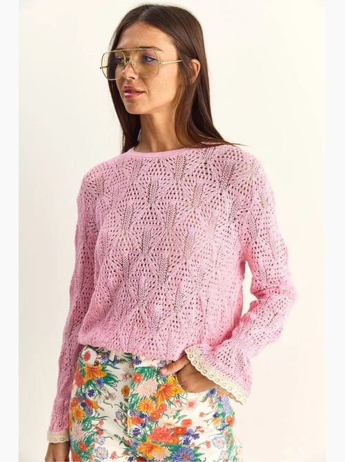 Camisola em malha texturada com decote redondo e folhos lucci - Kiabi Camisola em malha texturada com decote redondo e folhos lucci - Kiabi
