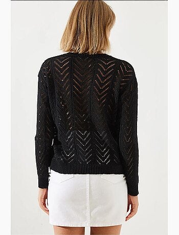 Camisola em malha texturizada com decote em v lucci