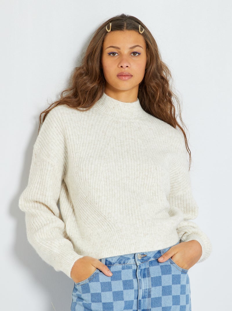 Camisola em malha tricô BEGE - Kiabi