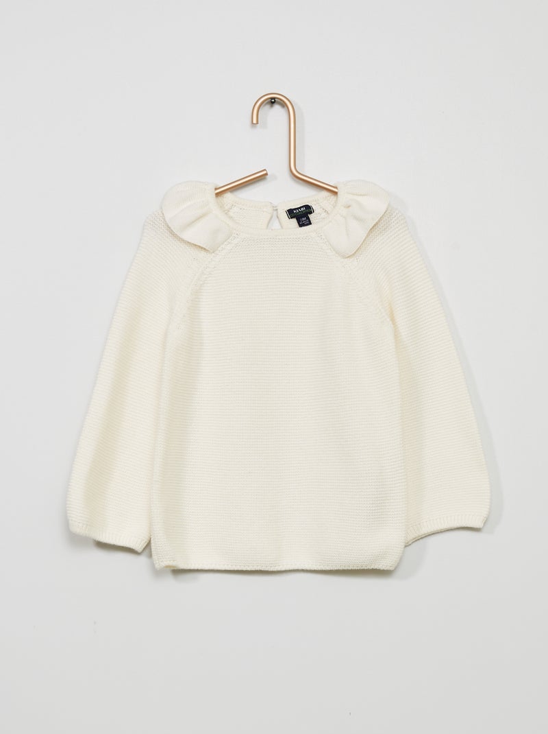 Camisola em malha tricô Branco - Kiabi