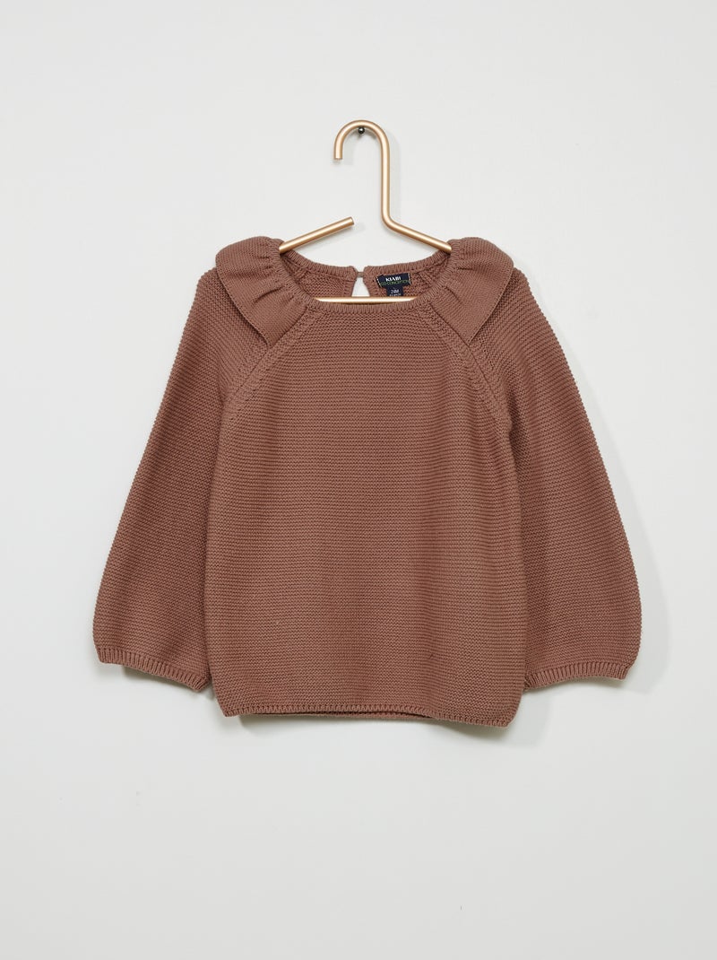 Camisola em malha tricô Castanho Claro - Kiabi