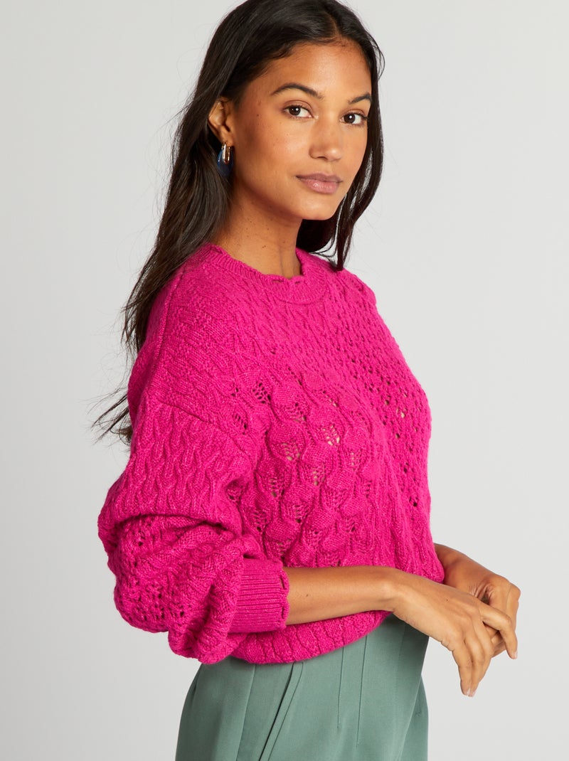 Camisola em malha tricô ROSA - Kiabi