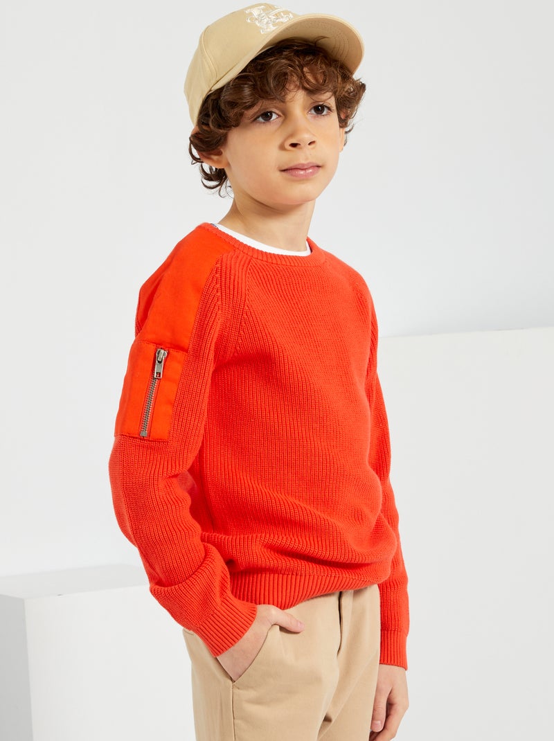 Camisola em malha tricô Vermelho - Kiabi