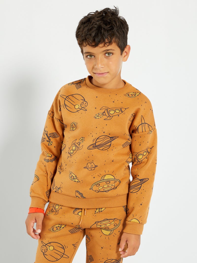 Camisola em moletão com estampado fantasia CASTANHO - Kiabi