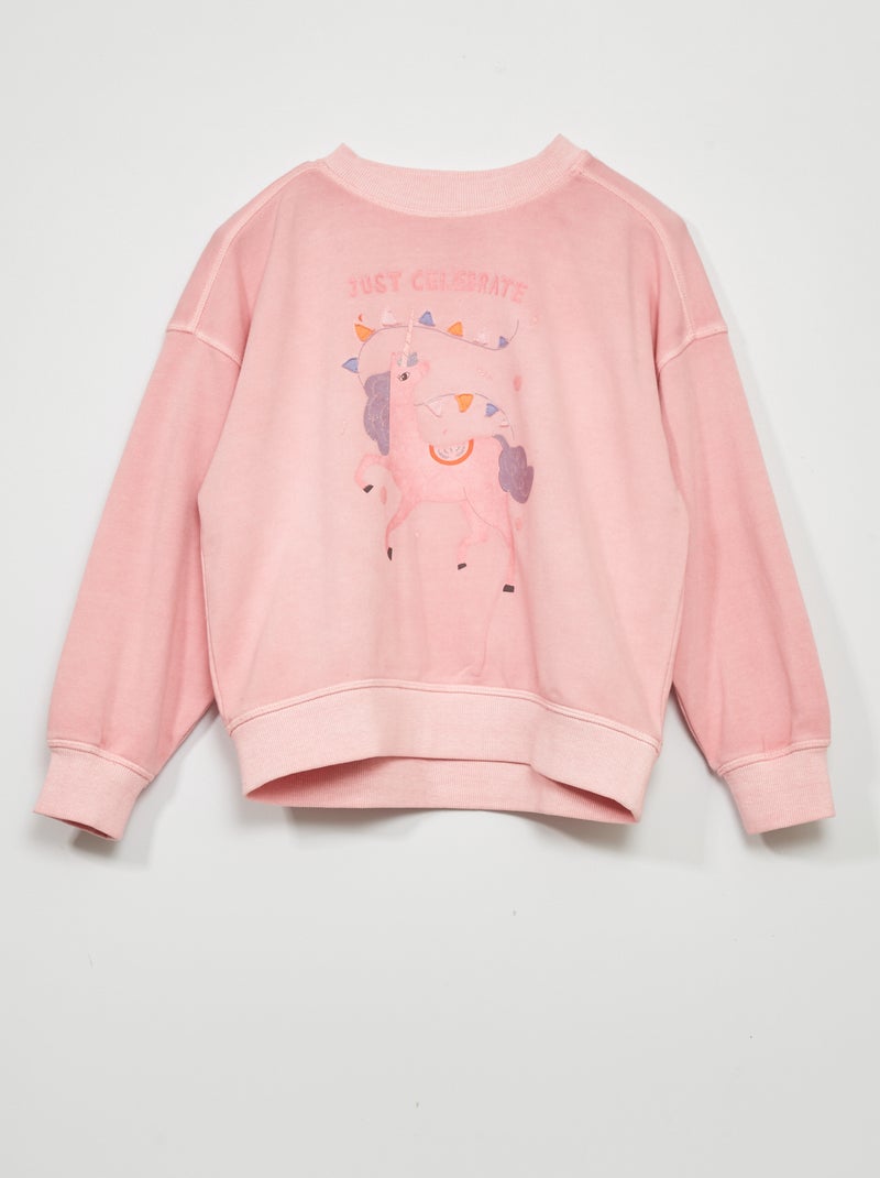 Camisola em moletão leve com estampado ROSA - Kiabi