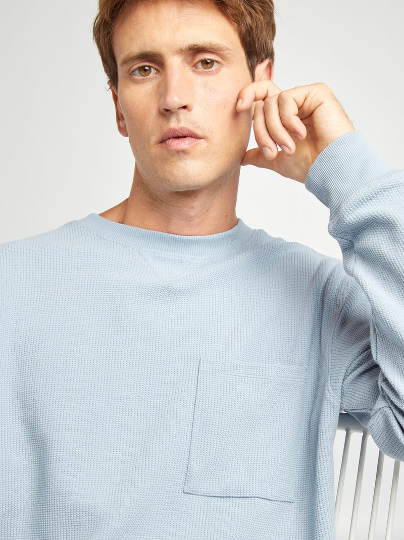 Camisola em ninho de abelha AZUL - Kiabi