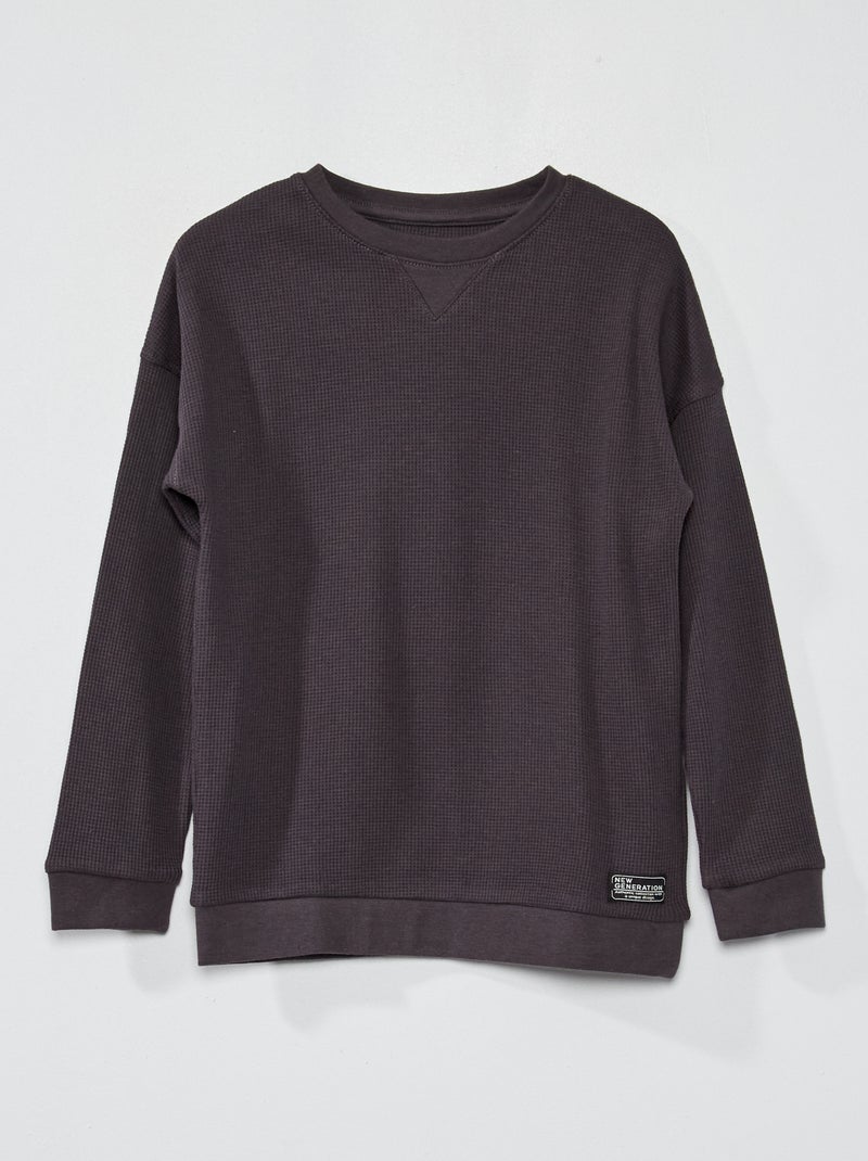 Camisola em ninho de abelha PRETO - Kiabi