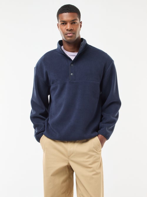 Camisola em polar com gola de camionista com botões de pressão - Kiabi