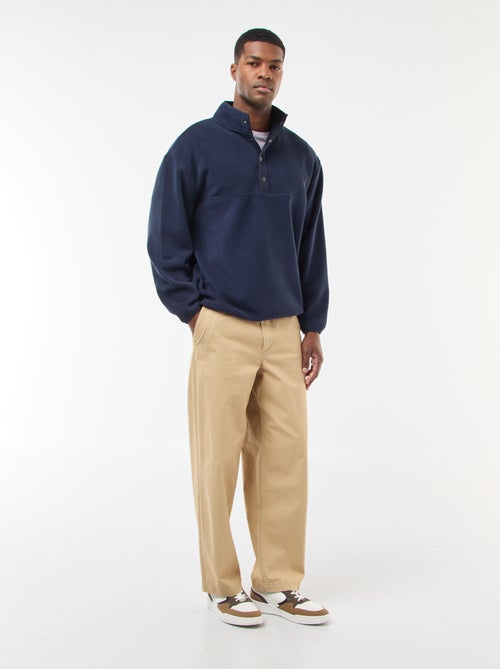 Camisola em polar com gola de camionista com botões de pressão - Kiabi