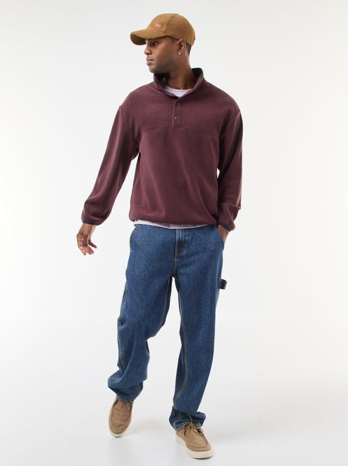 Camisola em polar gola alta com botões de pressão - Kiabi