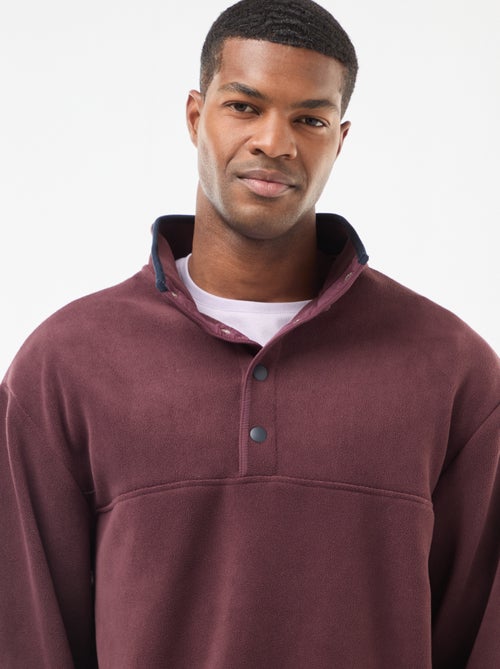 Camisola em polar gola alta com botões de pressão - Kiabi