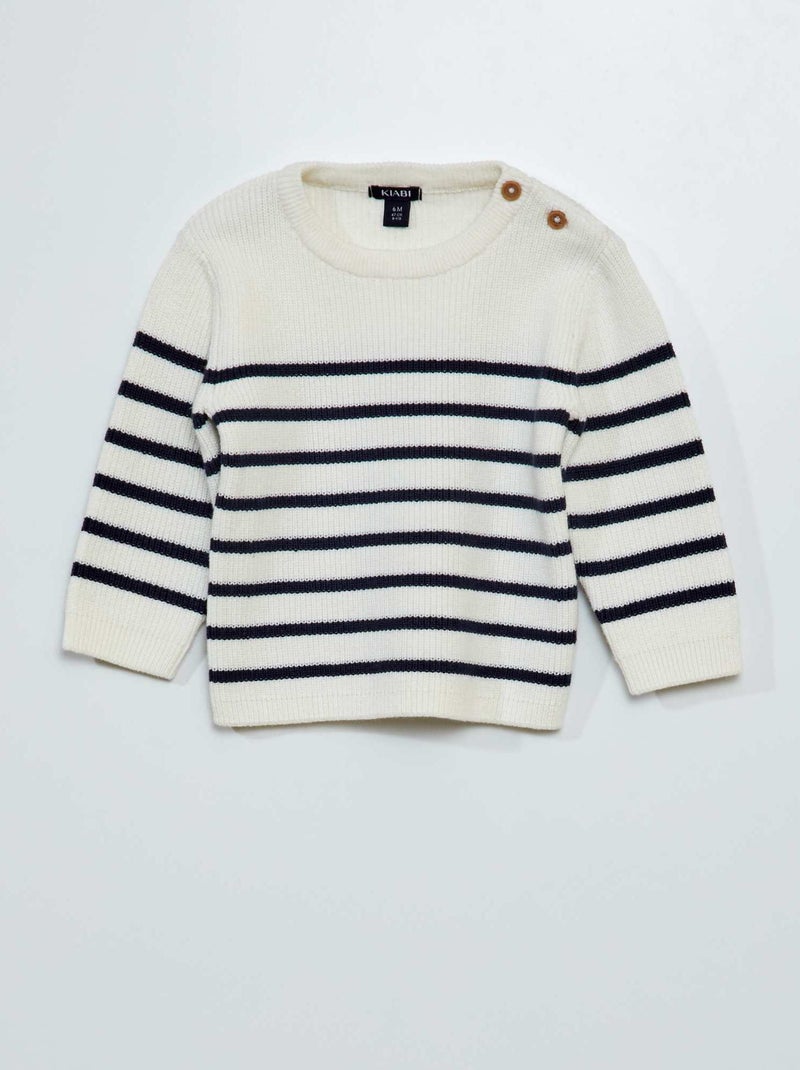 Camisola em ponto de mousse BRANCO - Kiabi