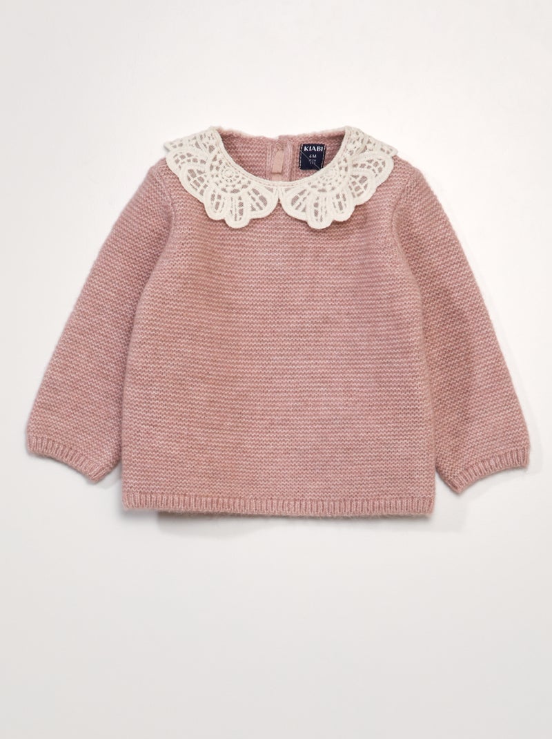 Camisola em ponto mousse com gola de fantasia VIOLETA - Kiabi