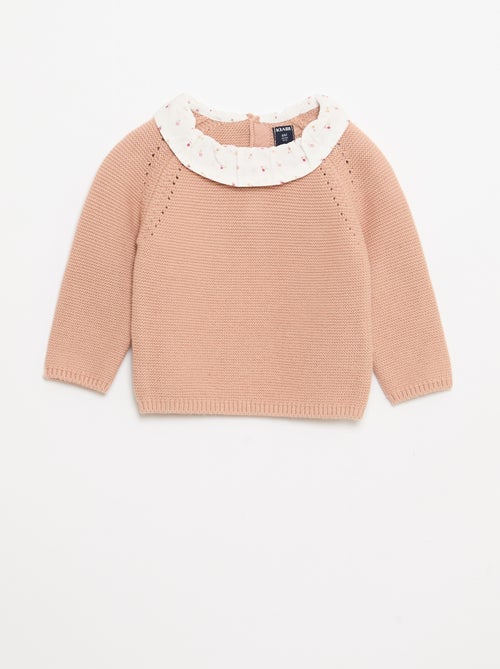 Camisola em ponto musse com gola Peter Pan - Kiabi