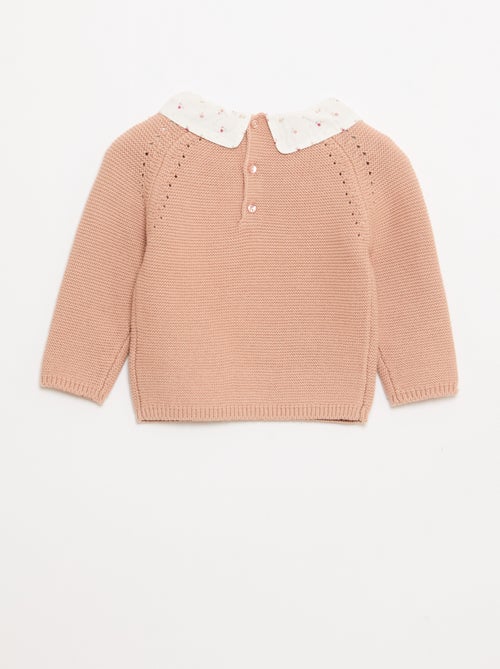 Camisola em ponto musse com gola Peter Pan - Kiabi