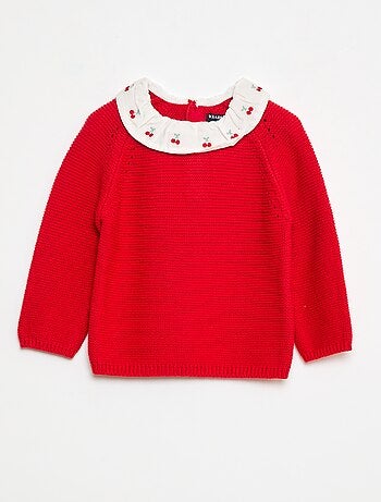 Camisola em ponto musse com gola Peter Pan