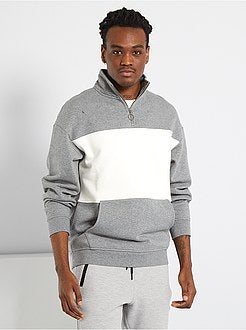 Camisola em puro algodão com gola de fecho - Kiabi