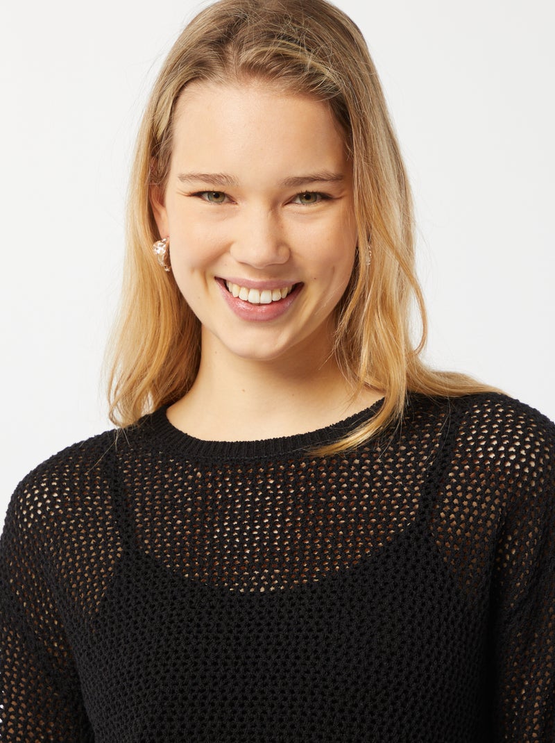 Camisola em rede Preto - Kiabi